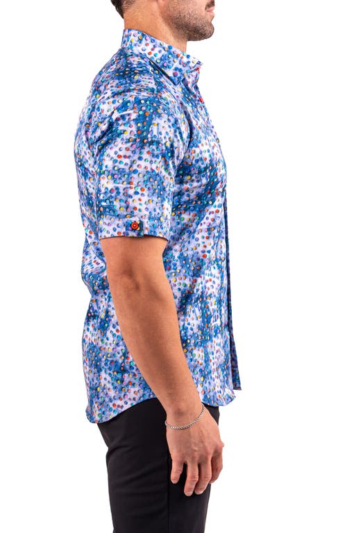 Maceoo Galileo Resistance0330 Blue Short Sleeve Cotton Button-up Shirt