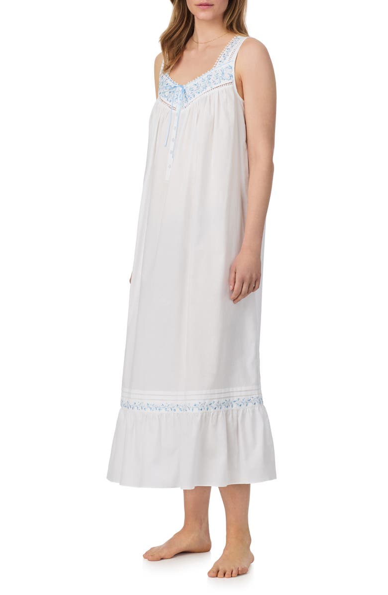 Eileen West Sleeveless Cotton Lawn Ballet Nightgown, Alternate, color, White
