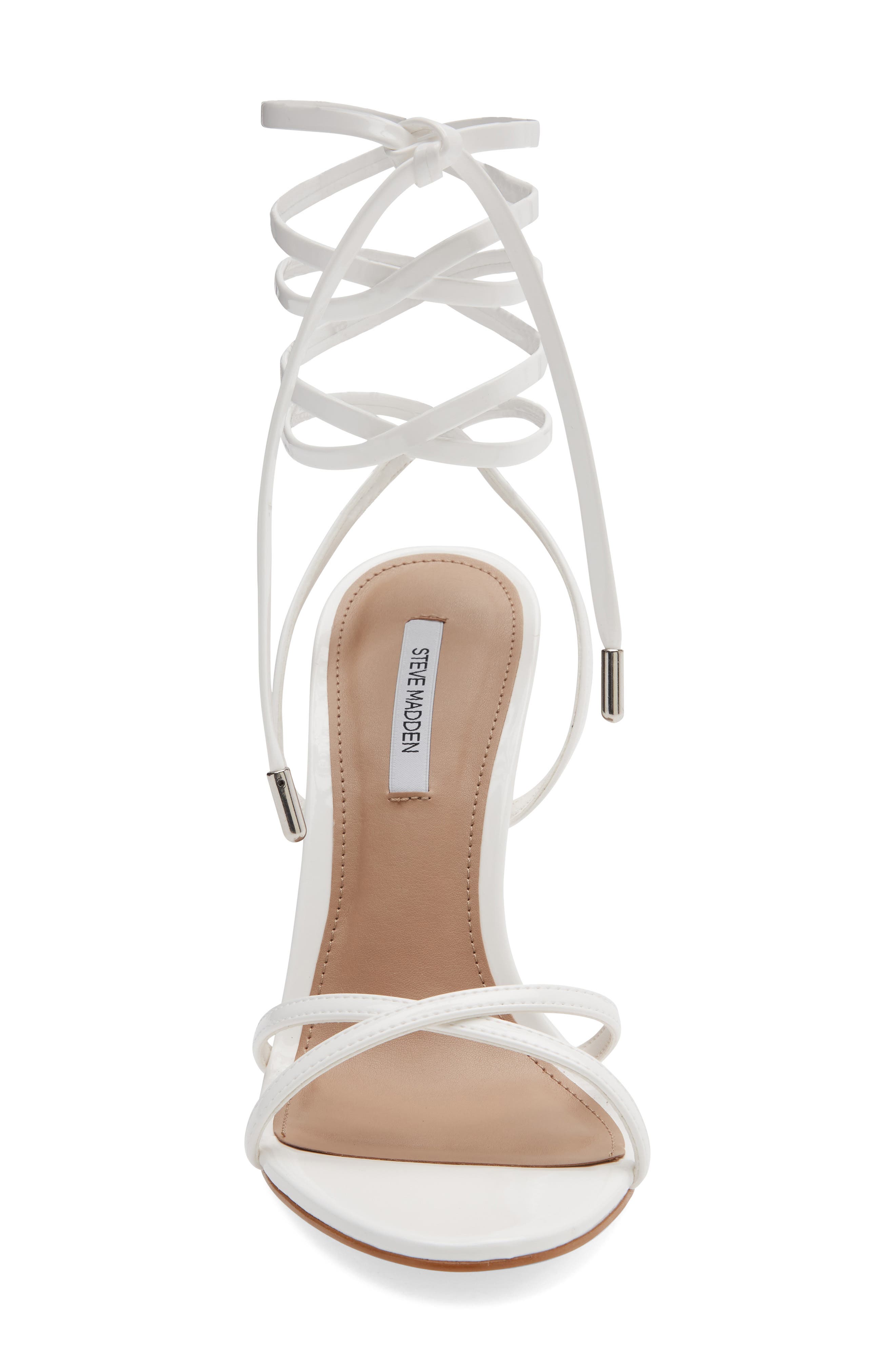 Steve Madden Neri Wrap Heeled Sandal, Alternate, color, White Patent
