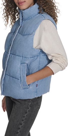Western Denim Puffer Vest