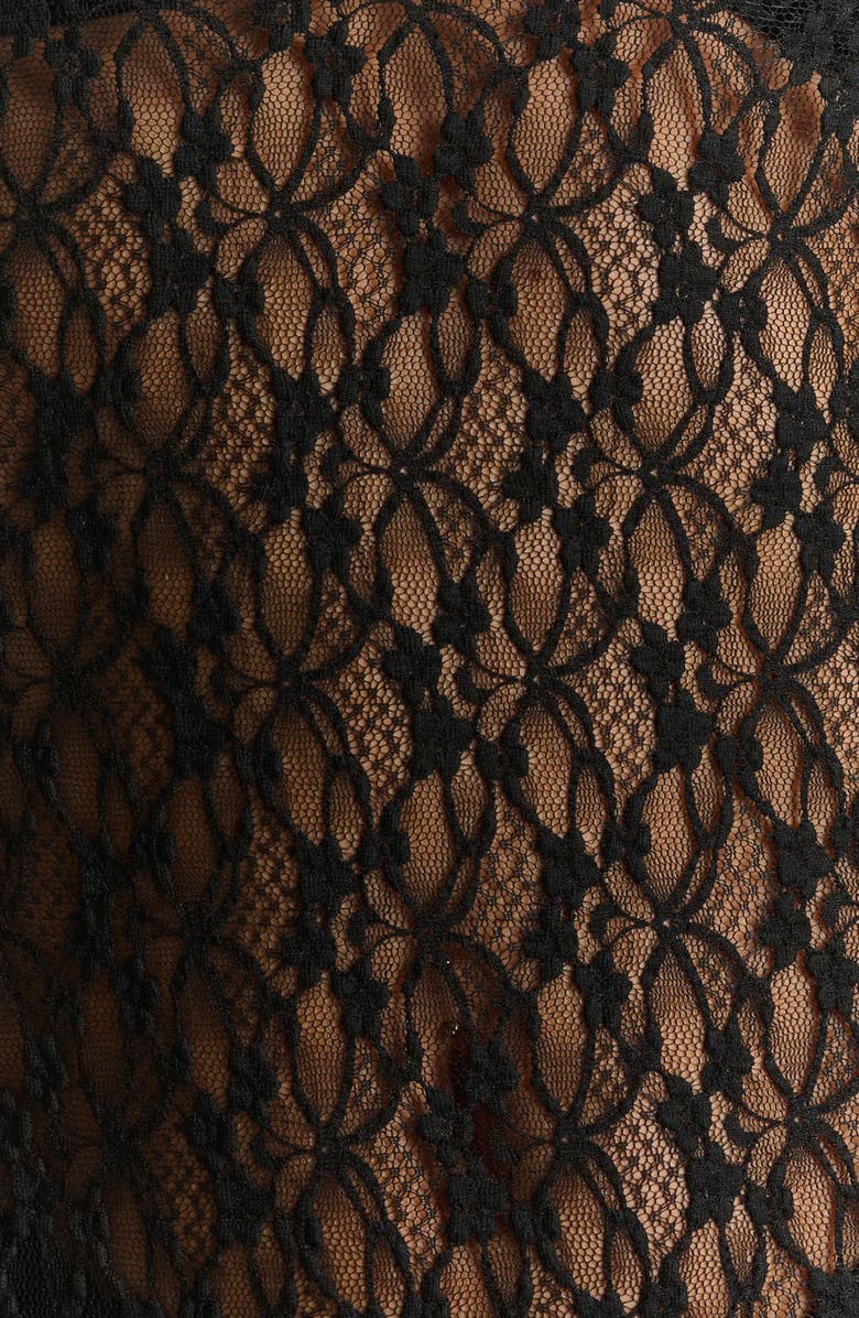 Naked Wardrobe Mock Neck Long Sleeve Sheer Lace Maxi Dress, Alternate, color, 