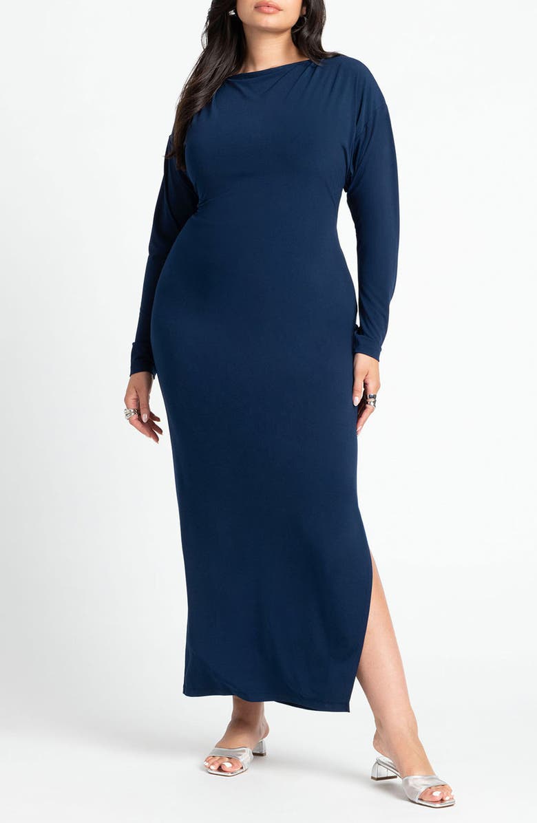 ELOQUII Long Sleeve Back Cutout Knit Dress, Main, color, 