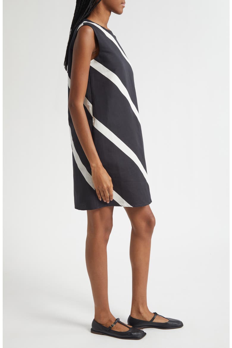Sopiva Basso Cotton & Linen Shift Dress, Alternate, color, BLACK, OFF WHITE