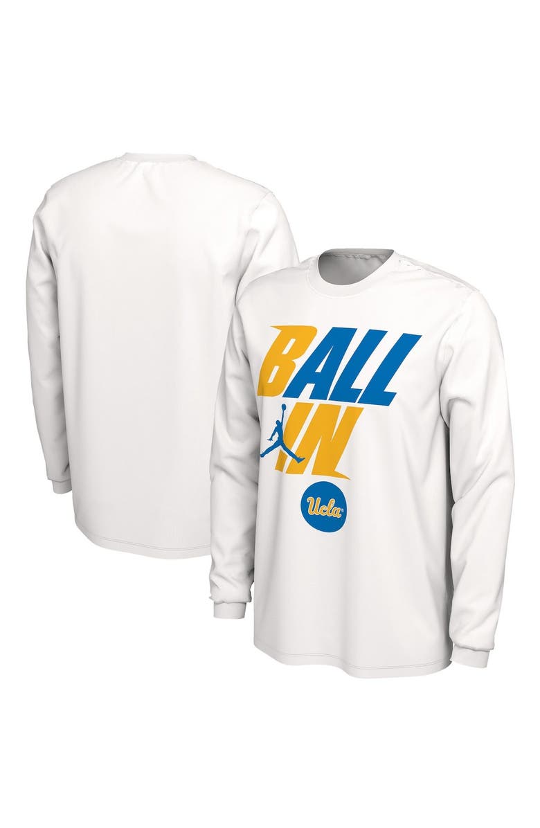 Jordan Brand Men's Jordan Brand White UCLA Bruins Ball In Bench Long Sleeve T-Shirt, Main, color, 