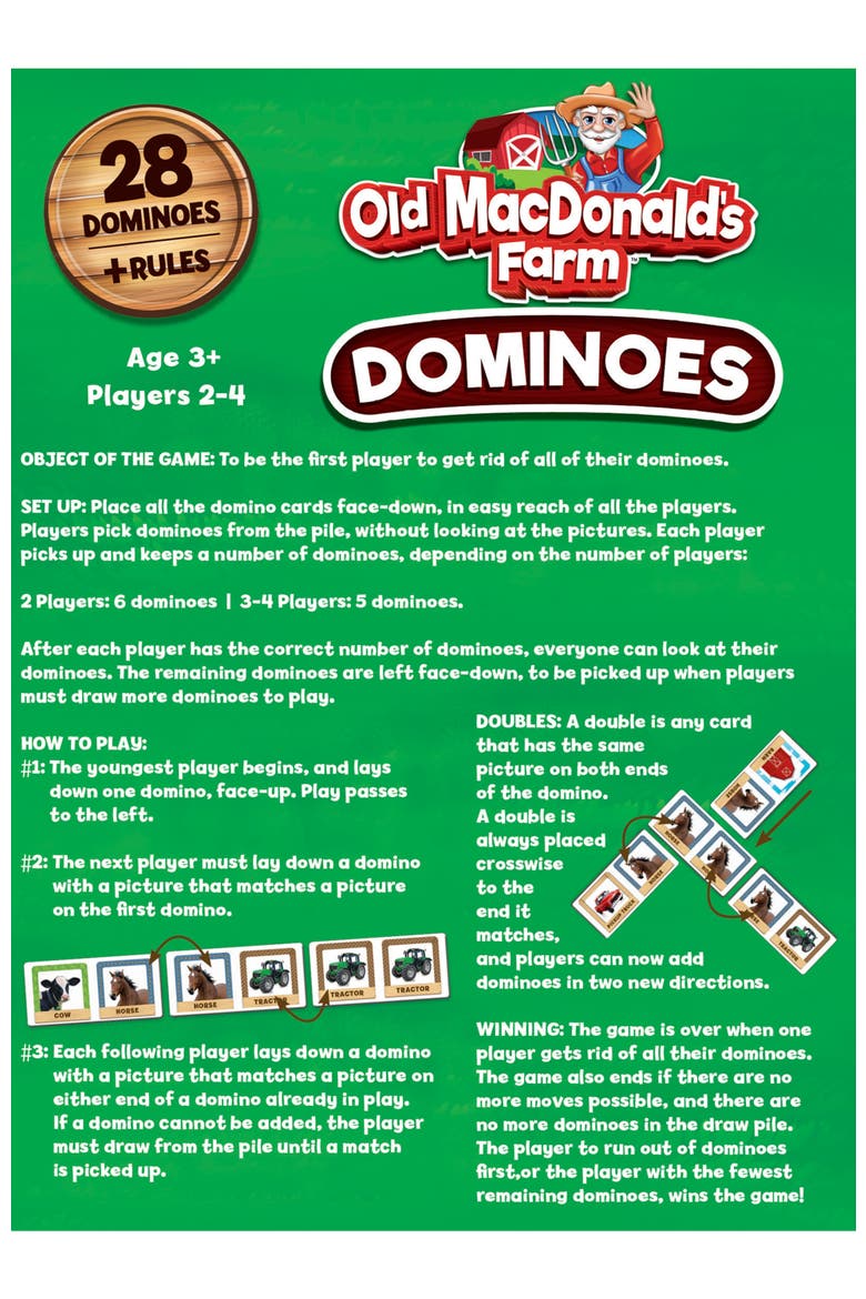 Old MacDonald's Farm Picture Dominoes, Alternate, color, Multicolor