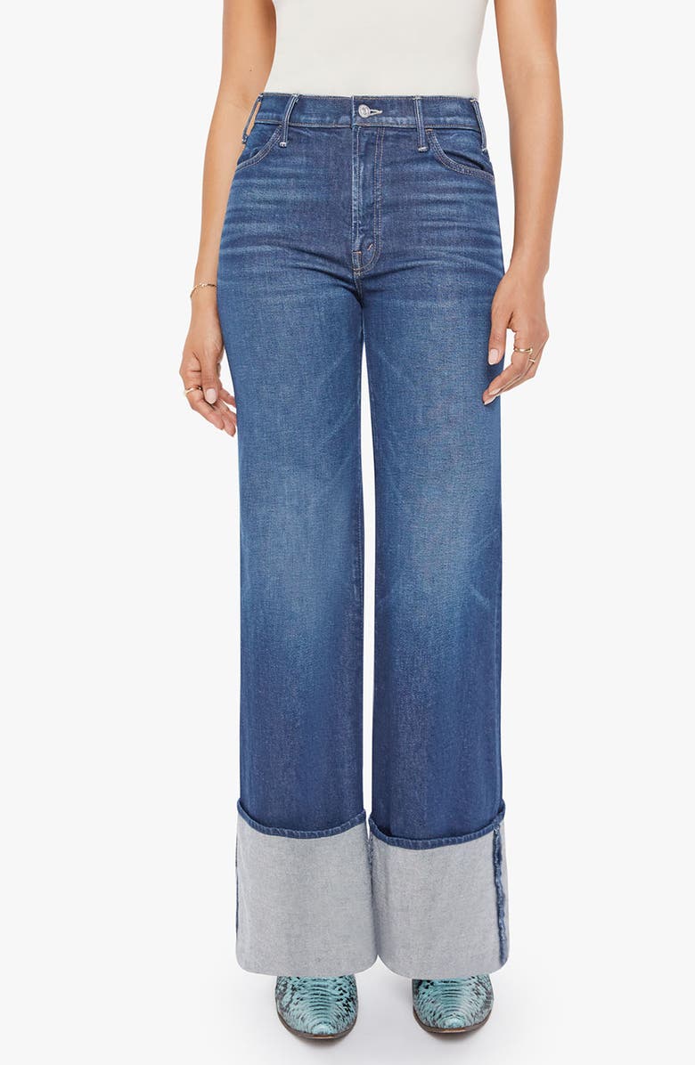 MOTHER Lil' Hustler Roller Sneak Cuff High Waist Wide Leg Jeans, Main, color, Kicks And Riffs