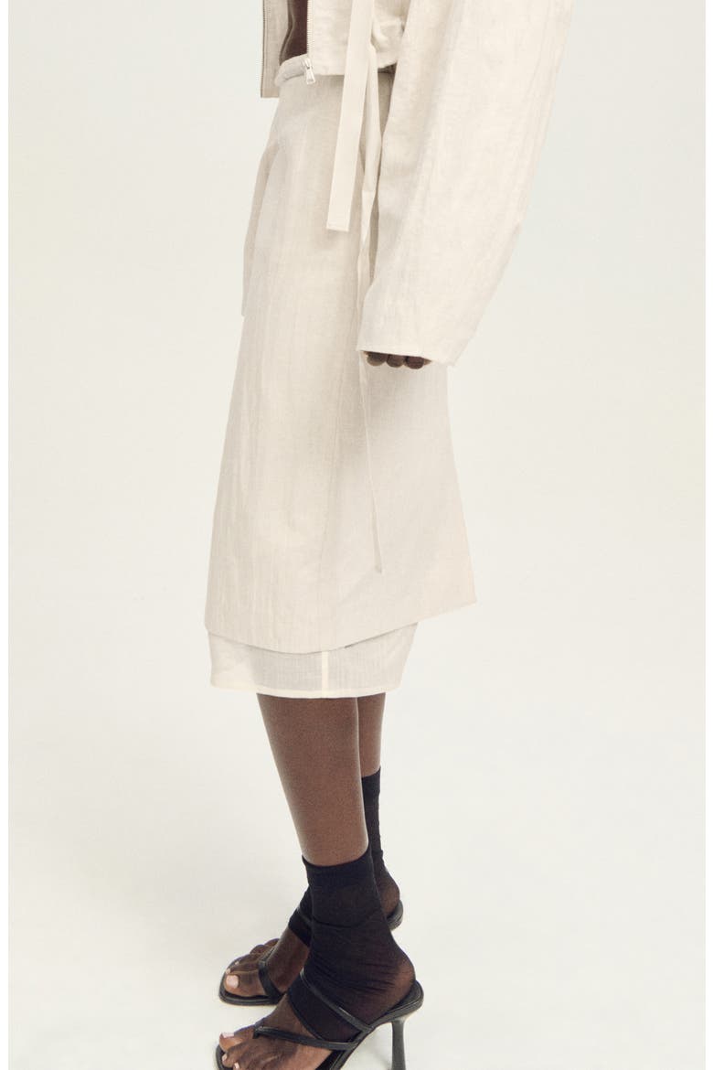 Layered Cotton & Linen Midi Skirt, Alternate, color, LIGHT/ PASTEL GREY