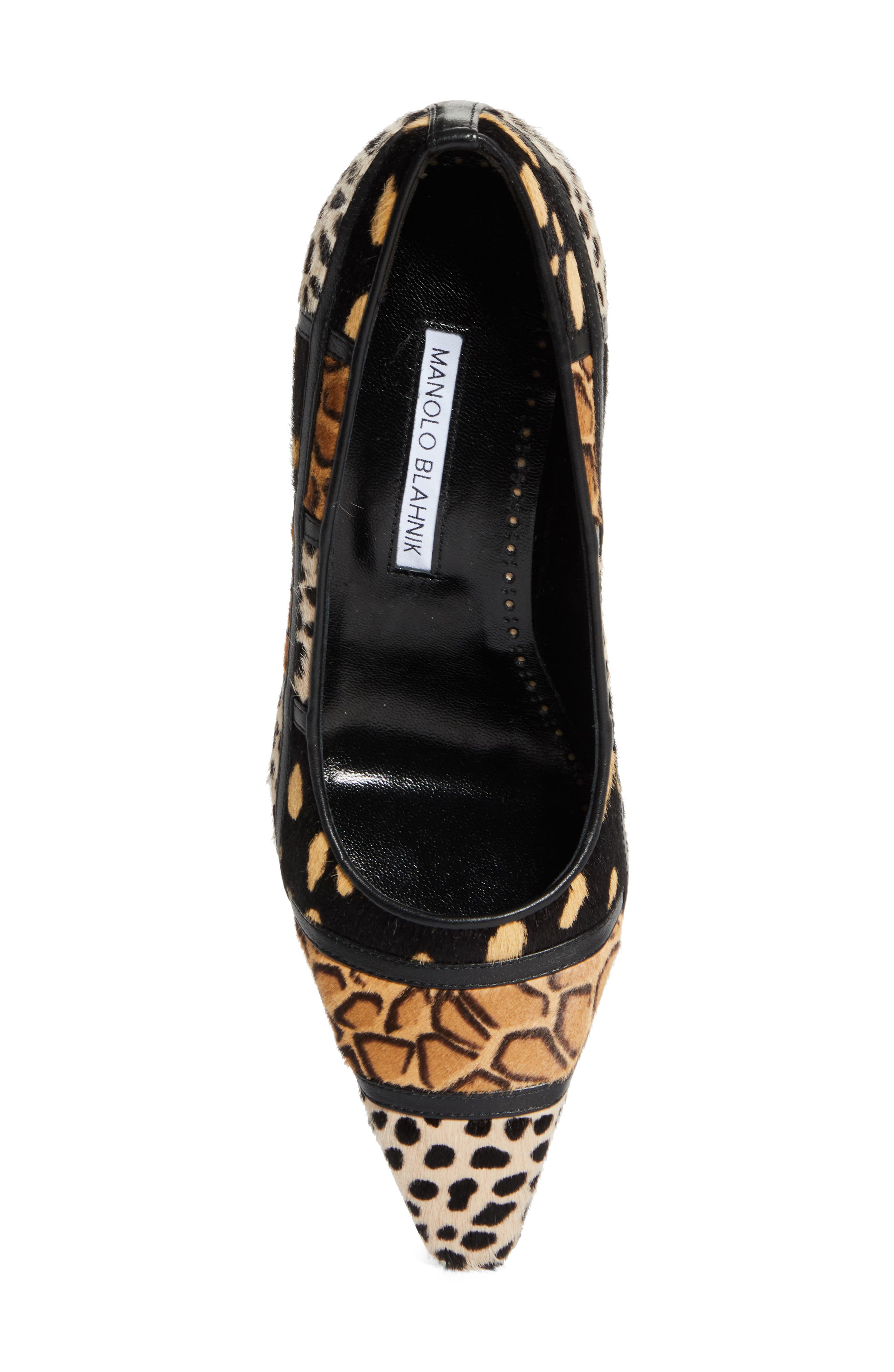 Manolo Blahnik Maren Genuine Calf Hair Kitten Heel Pump, Alternate, color, Black/ Brown Print Calf Hair