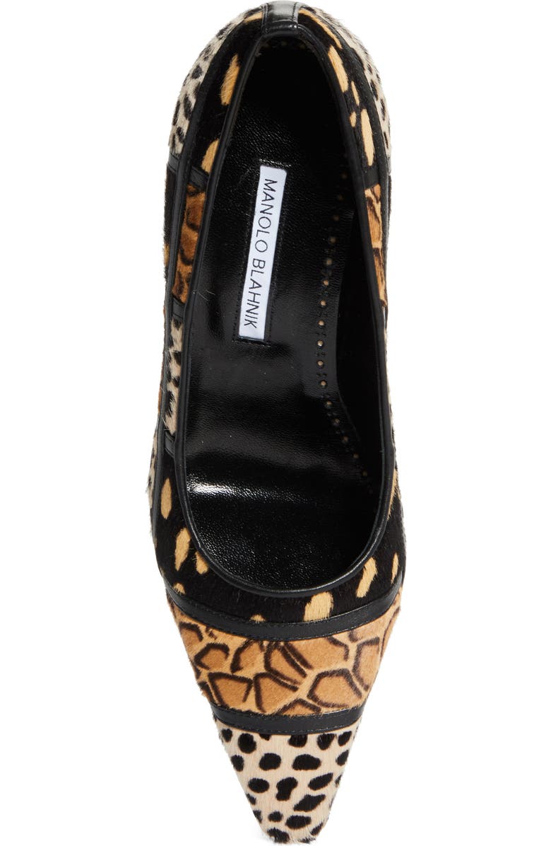Manolo Blahnik Maren Genuine Calf Hair Kitten Heel Pump, Alternate, color, Black/ Brown Print Calf Hair