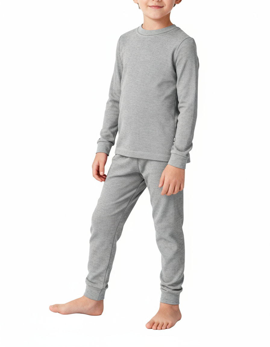 City Threads Babies'  Boys Soft & Cozy Thermal Long Johns 2-piece Set In Gray