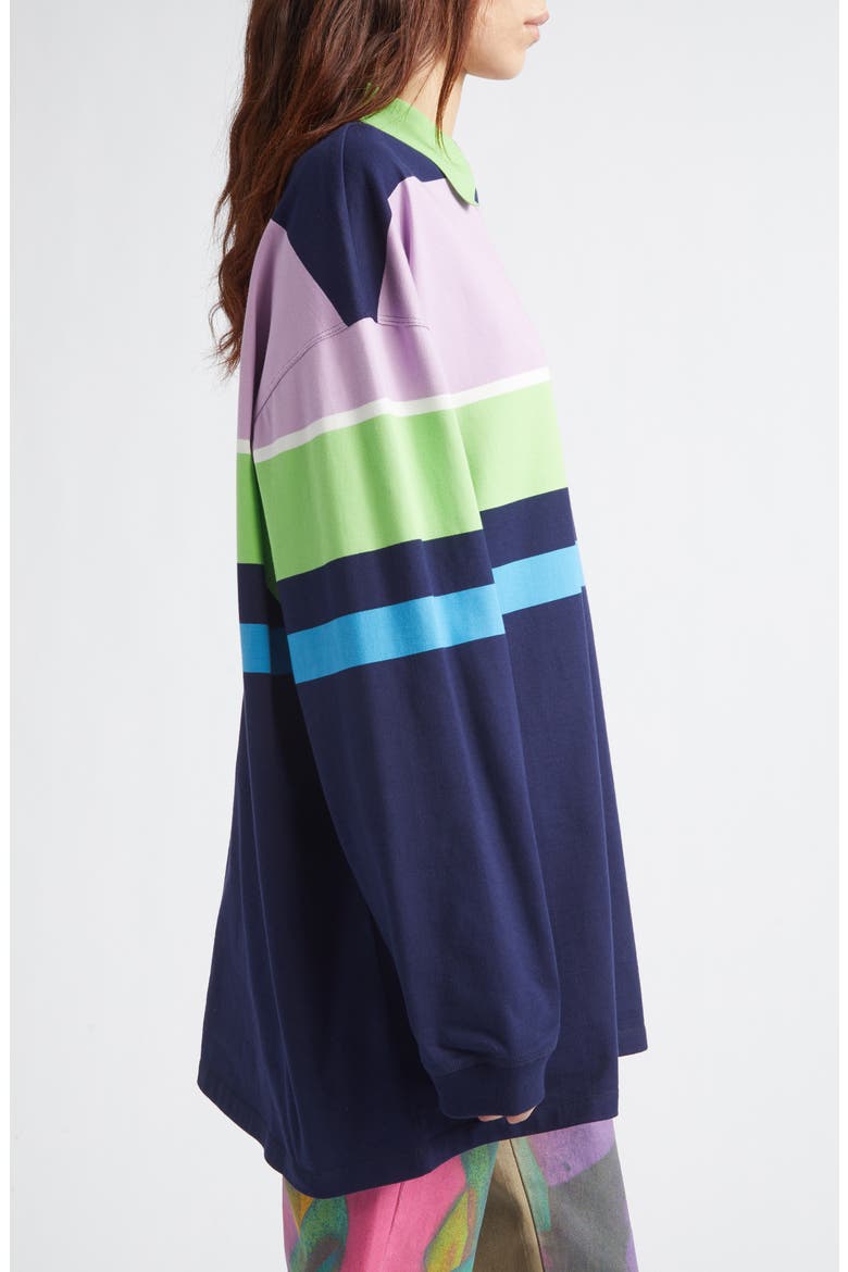 Stripe Cotton Jersey Polo, Alternate, color, BRIGHT PINK GREEN BLUE