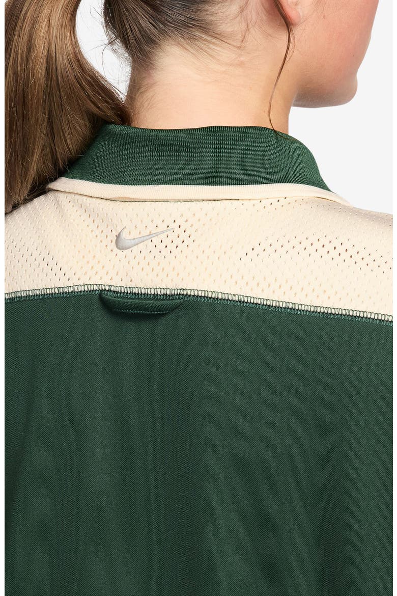 Sportswear Oversize Long Sleeve Jersey Button-Up Shirt, Alternate, color, 324 FIR/CHALK