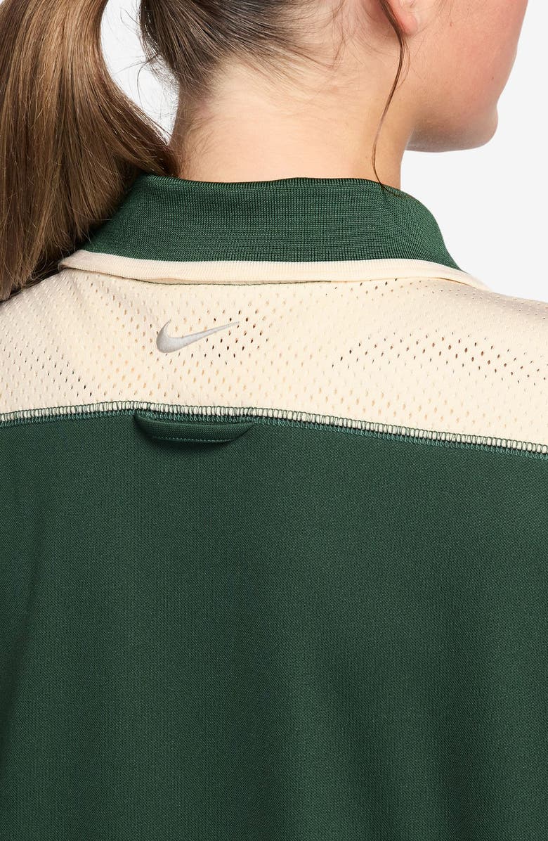 Nike Sportswear Oversize Long Sleeve Jersey Button-Up Shirt, Alternate, color, Fir/ Chalk/ Chalk