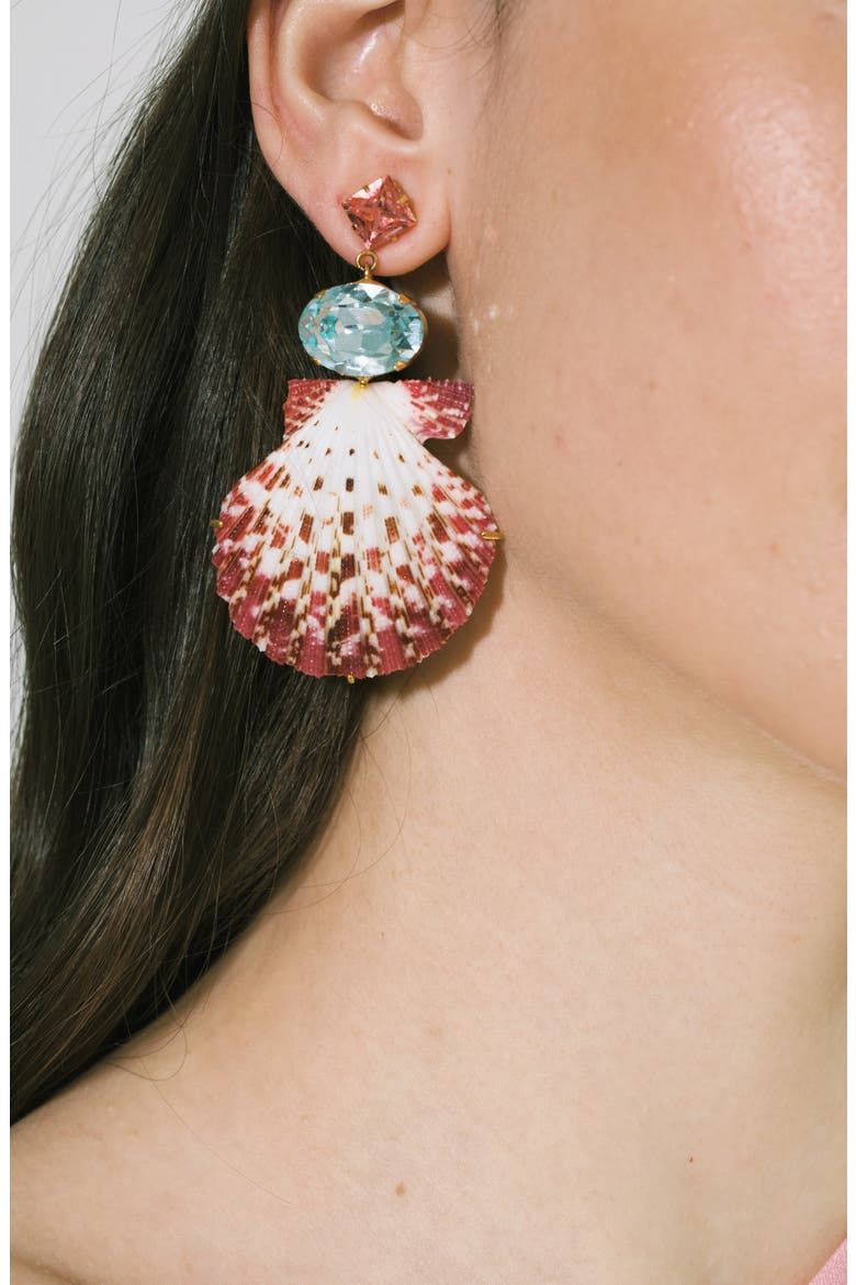 Aegean Shell Drop Earrings, Alternate, color, SUNSET