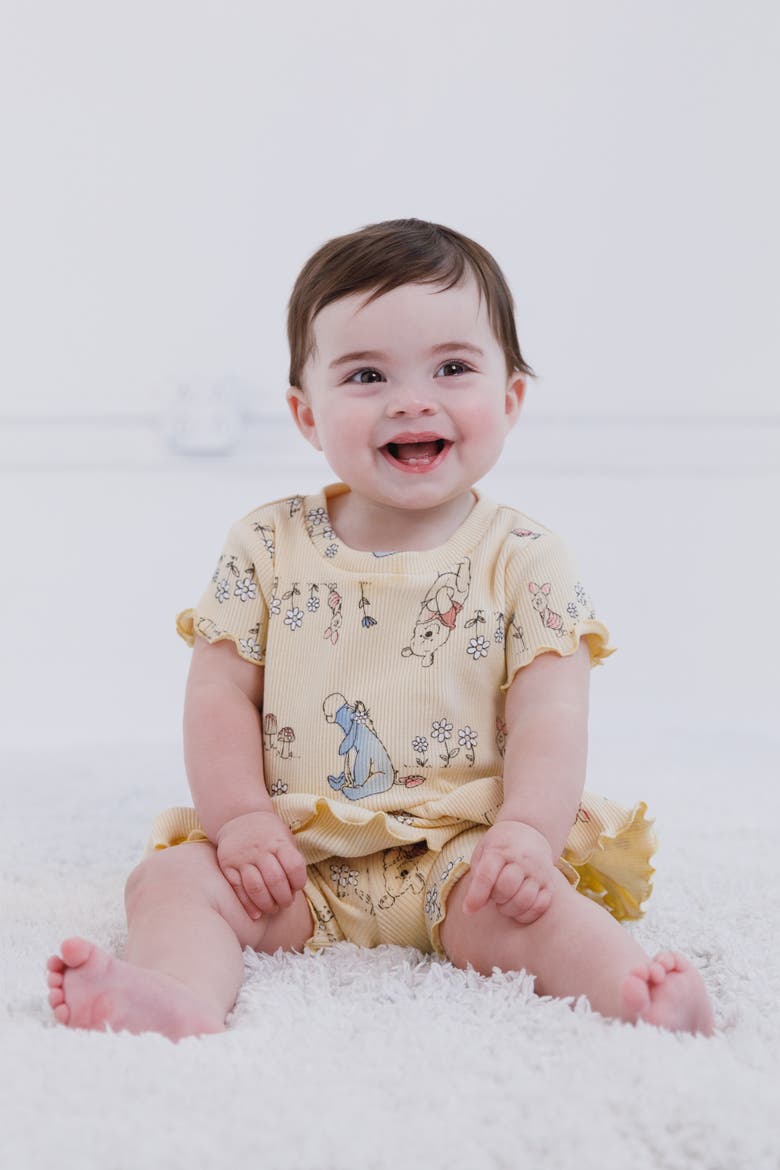 Minnie Mouse Ribbed Peplum Tee and Shorts Set, Alternate, color, Pale Yellow Daisy