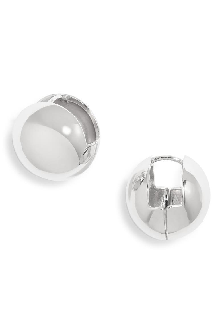 Orb Huggie Hoop Earrings, Main, color, SILVER