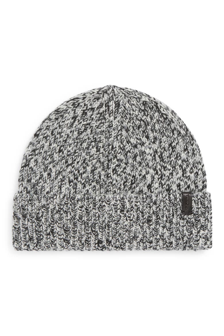 Brushed Marled Cashmere Cuffed Hat, Main, color, BLACK