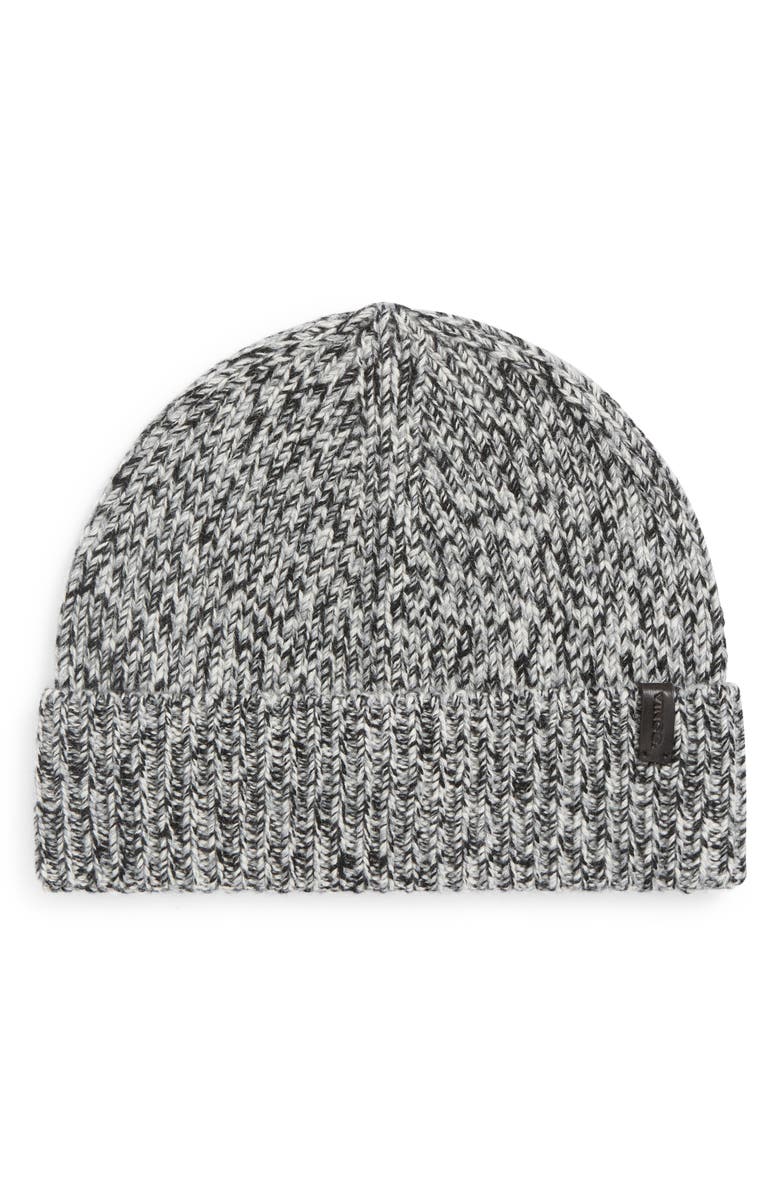 Vince Brushed Marled Cashmere Cuffed Hat, Main, color, Black
