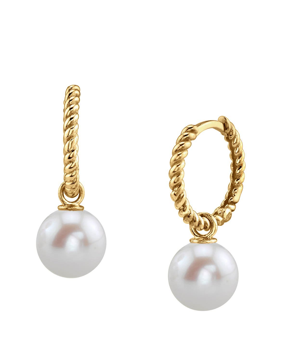 The Pearl Source Freshwater Pearl Hoop Via Earrings In Gold