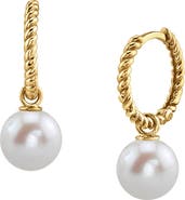The Pearl Source Freshwater Pearl Hoop Via Earrings