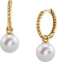 The Pearl Source Freshwater Pearl Hoop Via Earrings