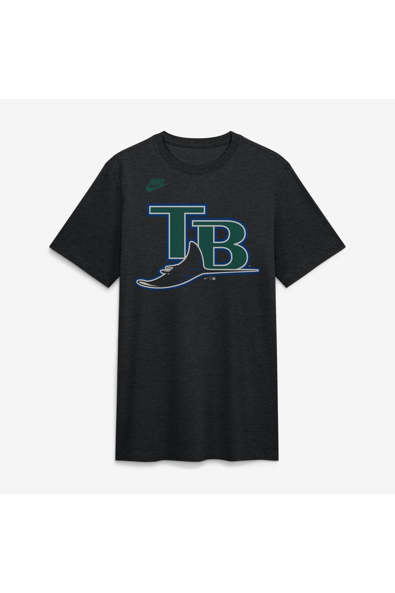 Men's Nike Heather Black Tampa Bay Rays Cooperstown Logo Tri-Blend T-Shirt, Alternate, color, Heather Black