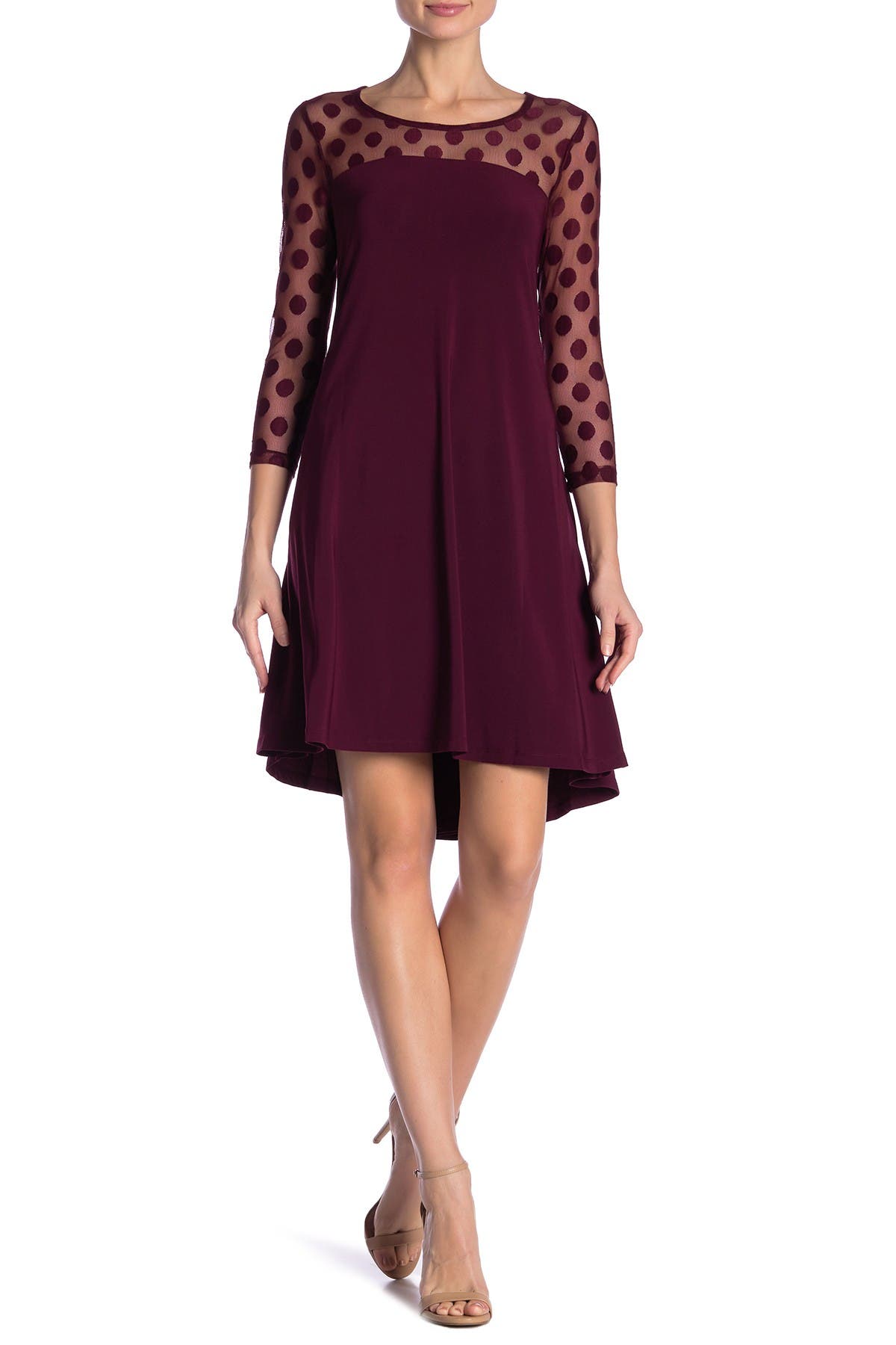 Nina Leonard Illusion High-Low Swing Dress