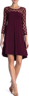 Nina Leonard Illusion High-Low Swing Dress