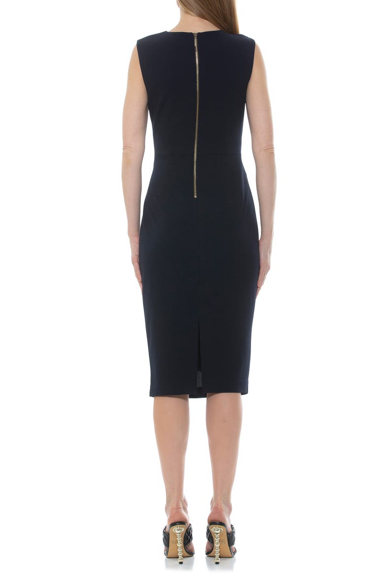 Diane Asymmetric Sleeveless Midi Sheath Dress, Alternate, color, NAVY