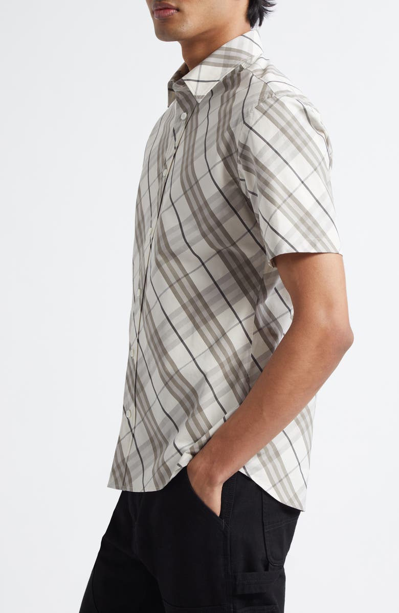 Burberry Check Short Sleeve Cotton Poplin Button-Up Shirt, Alternate, color, Cotton Ip Check