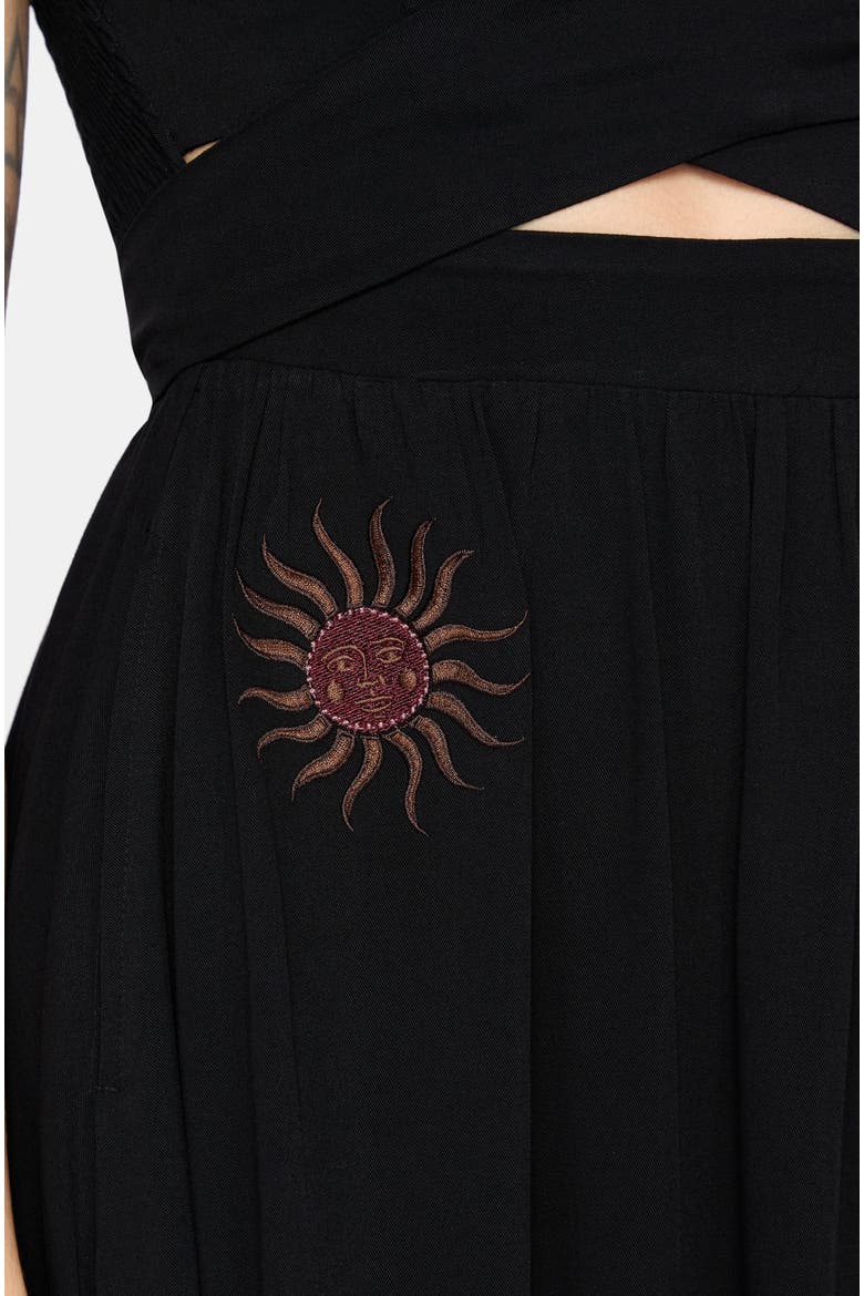 Mireth Embroidered Wrap Front Midi Dress, Alternate, color, Black