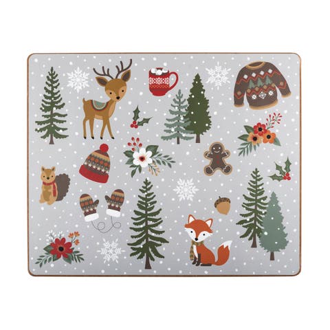 Woodland Christmas Hardboard Placemats Set of 6