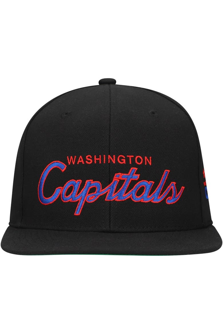 Men's Mitchell & Ness Black Washington Capitals Core Team Script 2.0 Snapback Hat, Alternate, color, Black