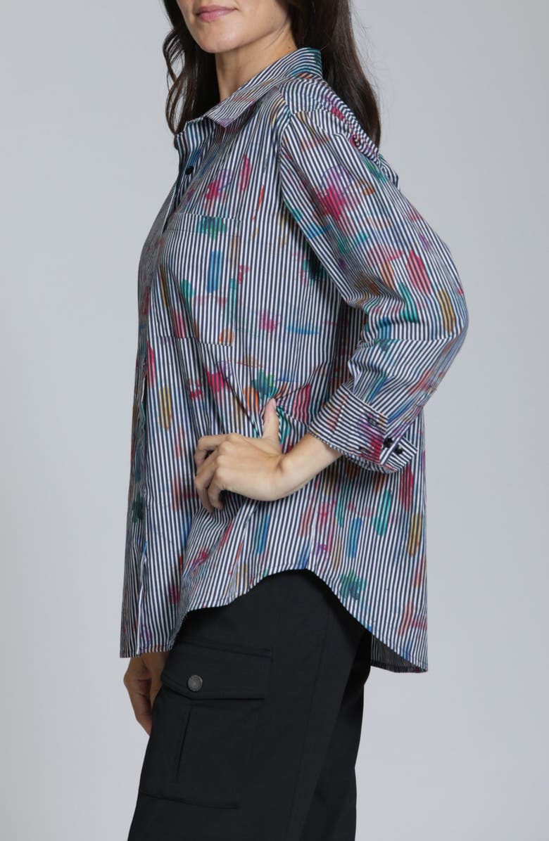 APNY Print Cotton Button-Up Shirt, Alternate, color, Black Multi