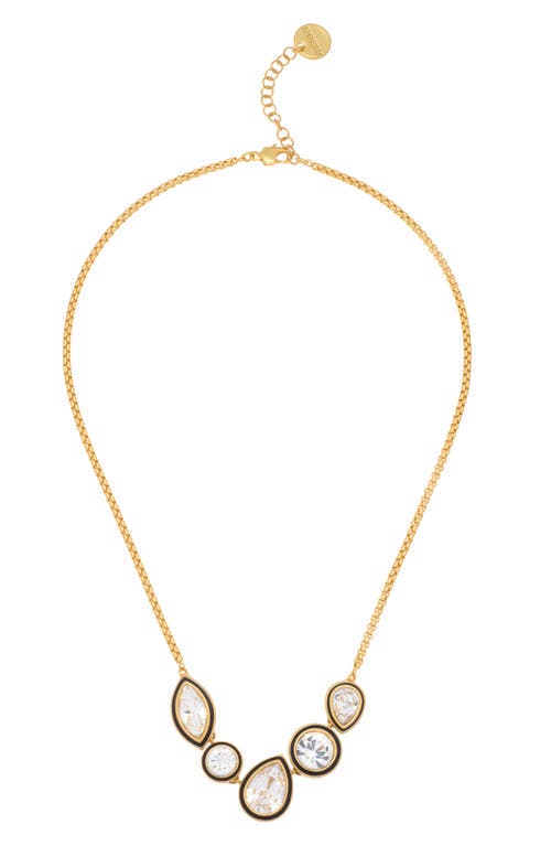 Reiss Cristina Mixed Cut Crystal Frontal Necklace In Gold