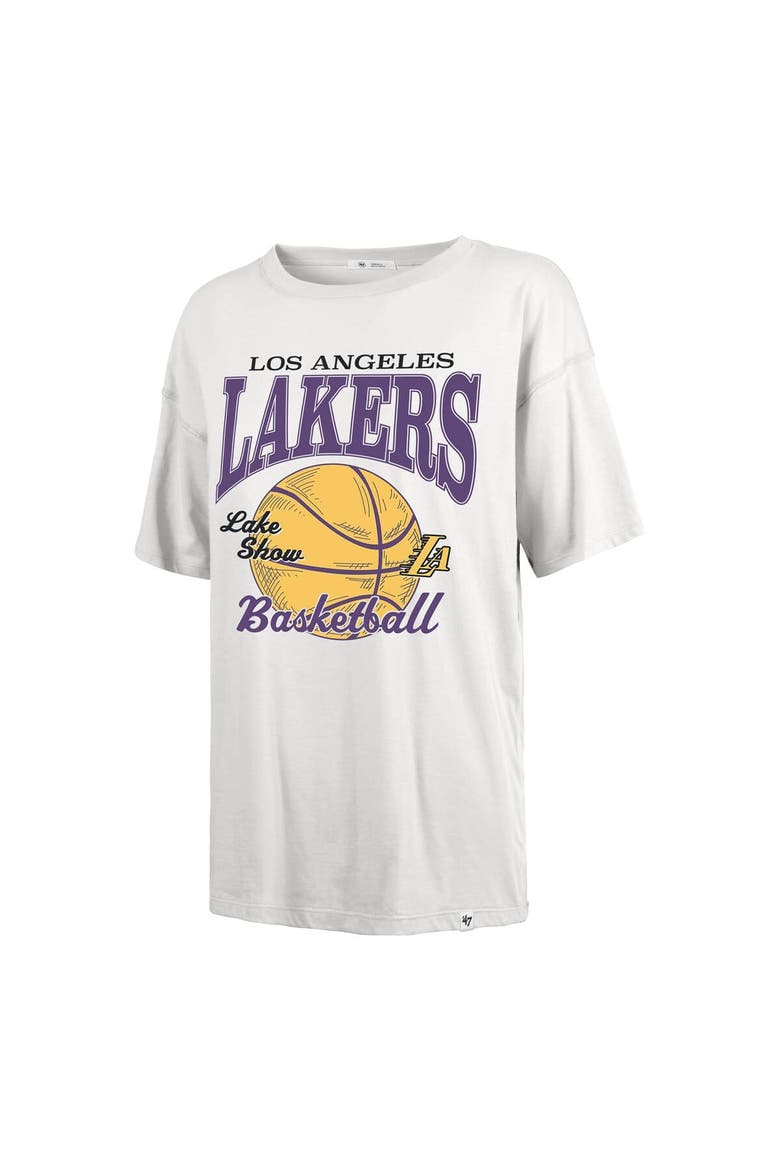 Women's '47  White Los Angeles Lakers City Edition Down Court Sadie T-Shirt, Alternate, color, White