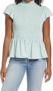 GIBSONLOOK Smocked Detail Peplum Top