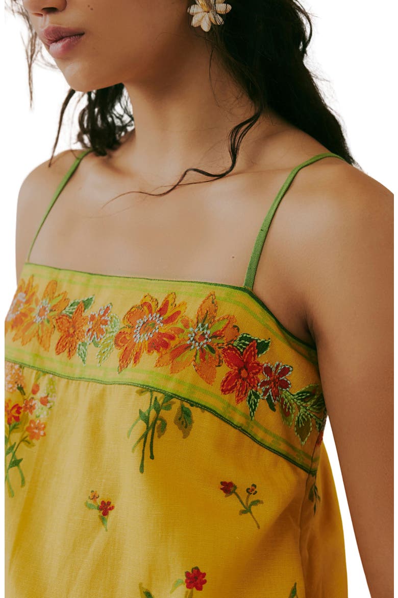 Bali Embroidery Border Floral Minidress, Alternate, color, YELLOW
