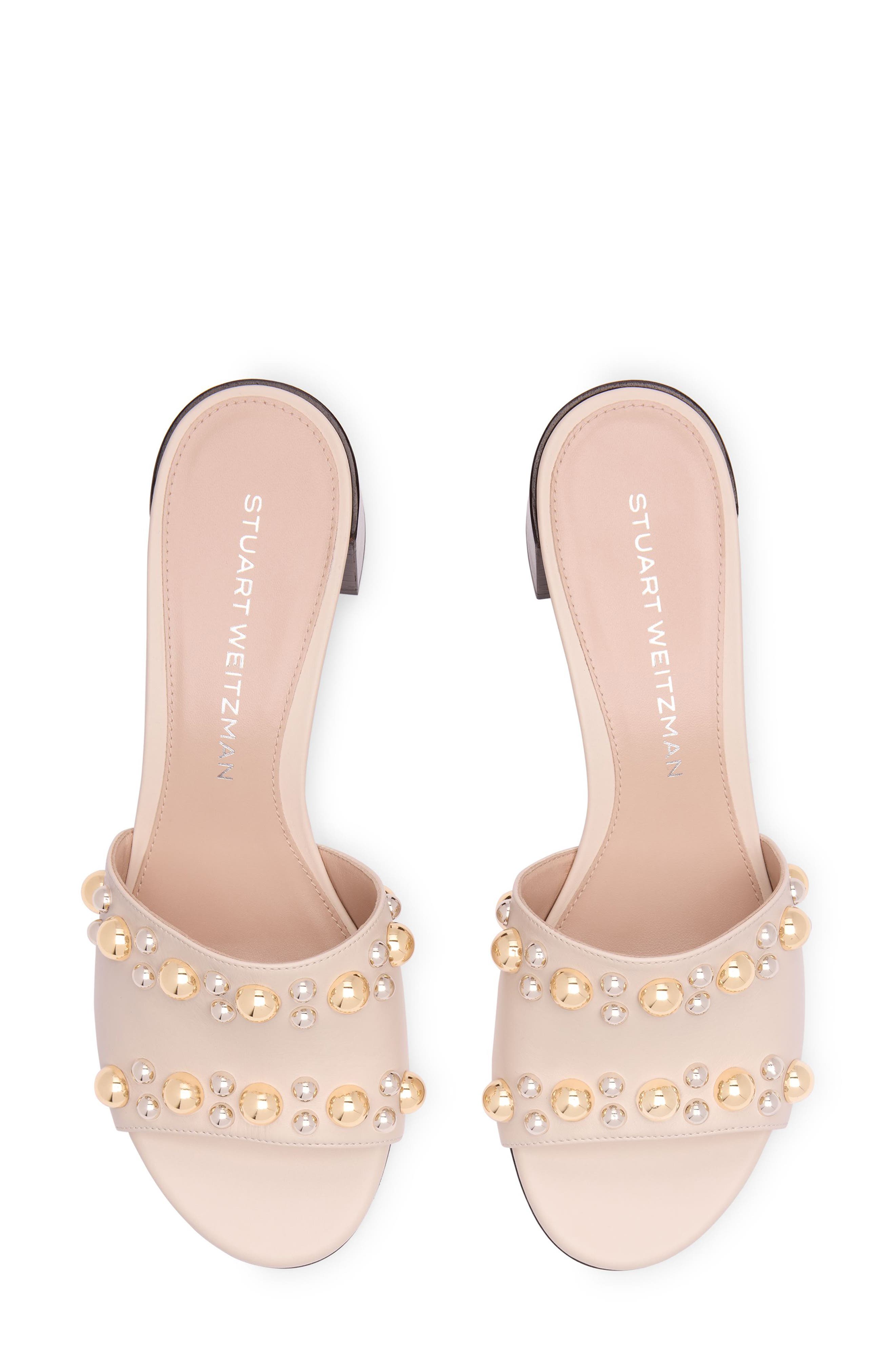 Perry Leather Slide Sandal, Alternate, color, LINEN