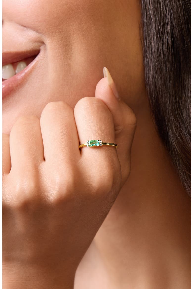 El Mar 18K Yellow Gold Emerald & Diamond Stackable Ring, Alternate, color, 18K YELLOW GOLD