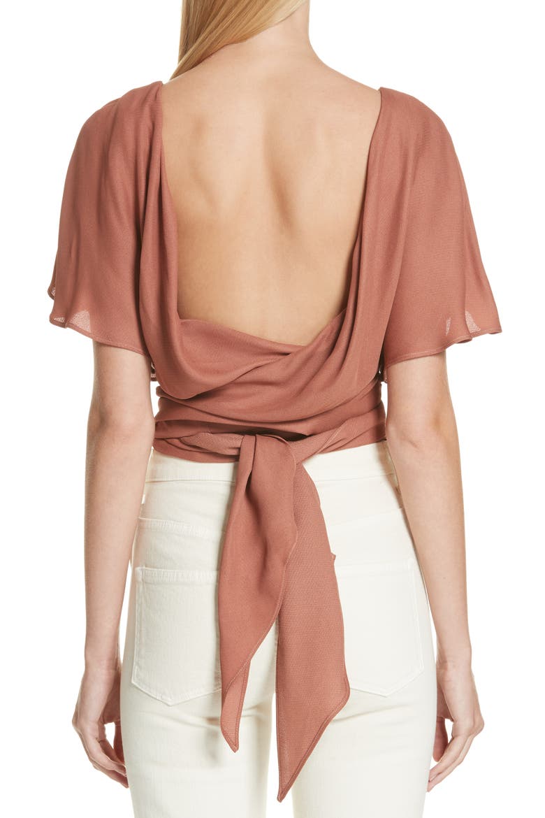 Dalil Wrap Top, Alternate, color, TERRACOTTA