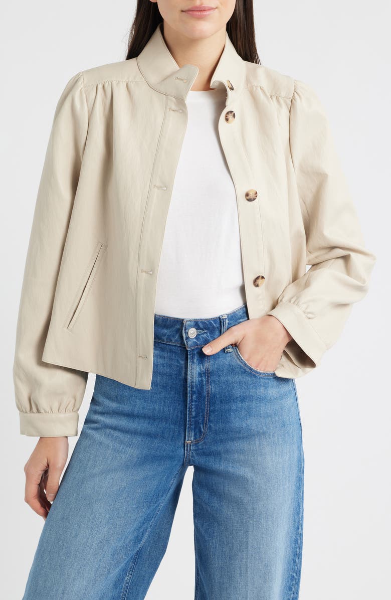 Vince Camuto Cropped Water Resistant Jacket, Alternate, color, Neutral