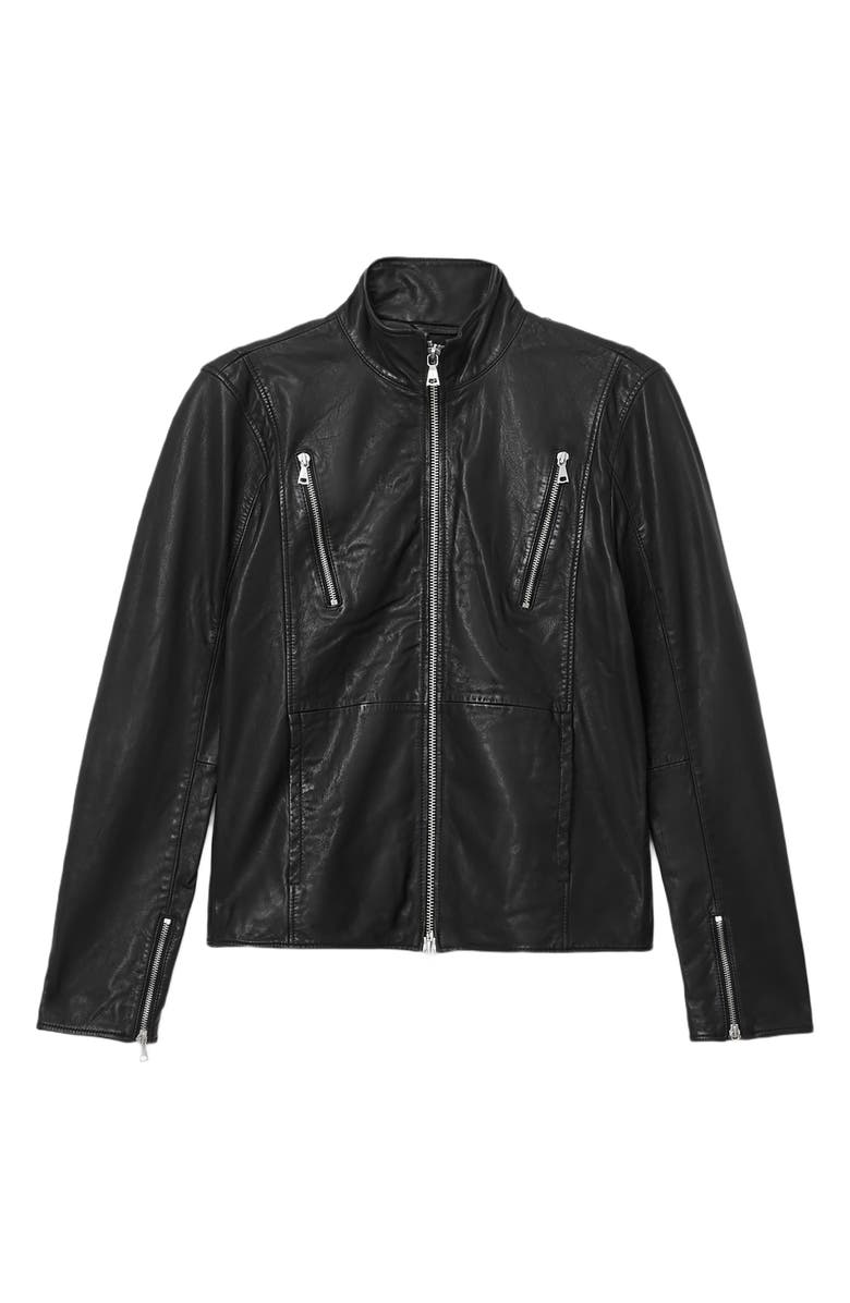John Varvatos Jared Leather Racer Jacket, Alternate, color, Black