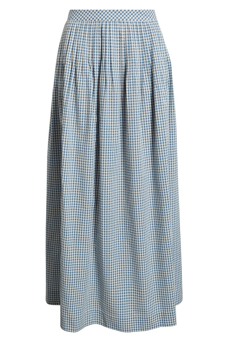 The Ame Check Maxi Skirt, Alternate, color, TEAL GINGHAM