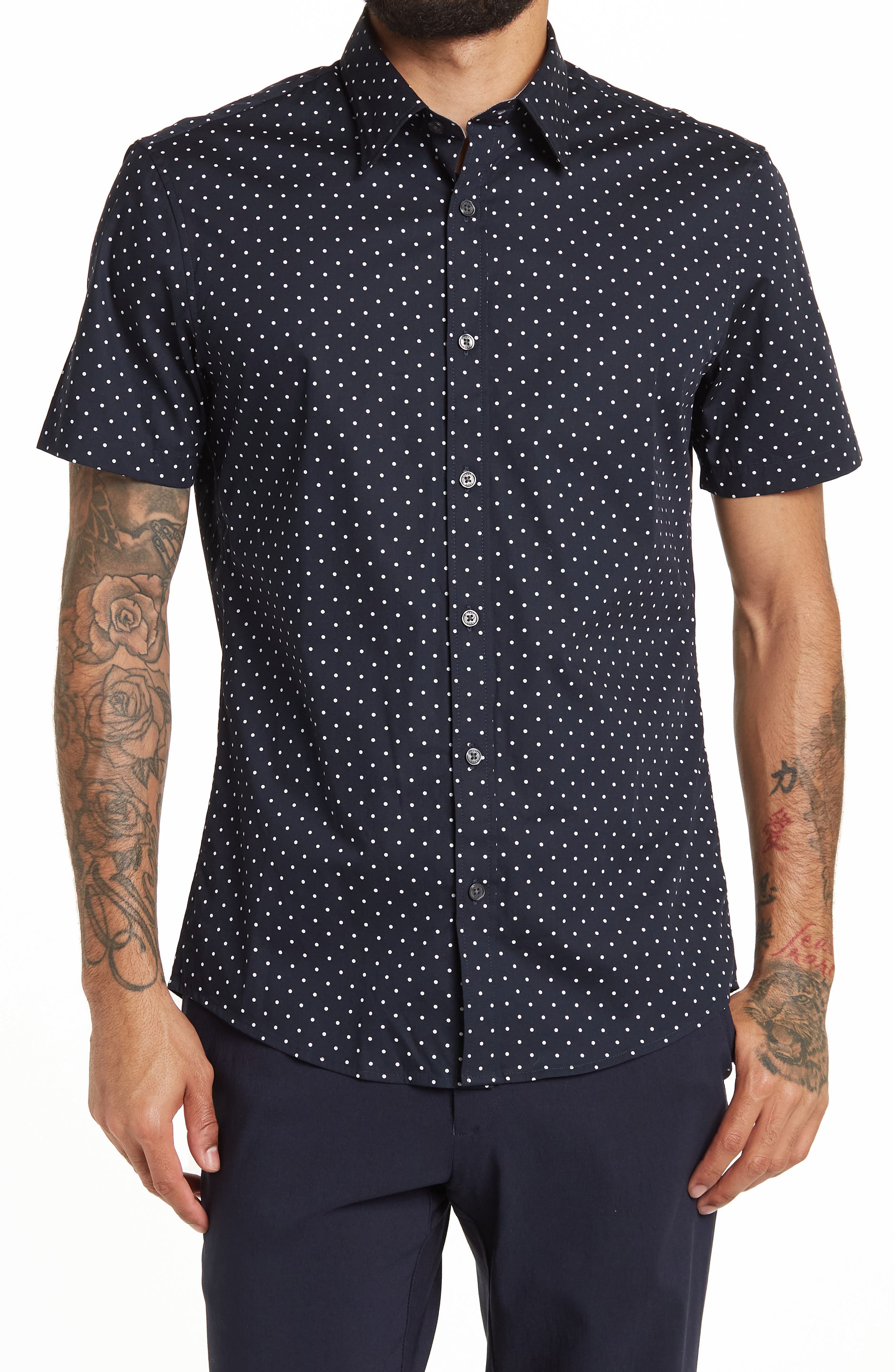 Michael Kors Short Sleeve Slim Dot Print Shirt (Men) | Nordstromrack