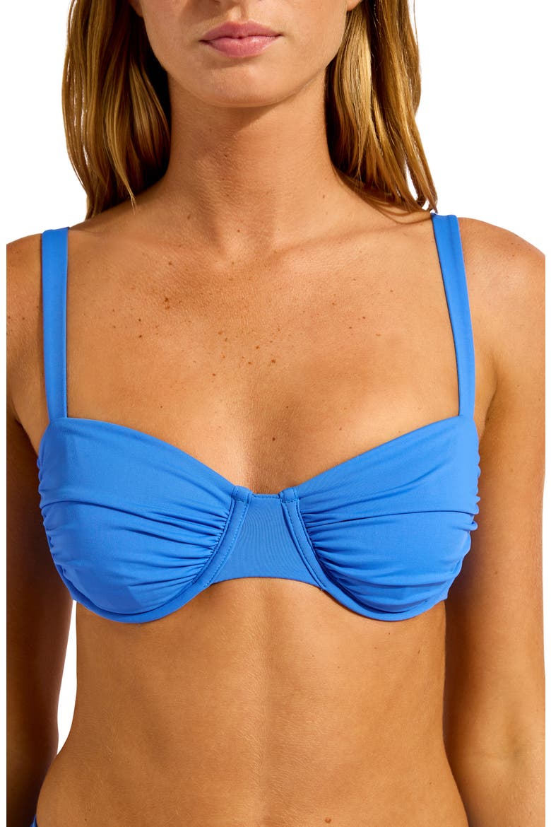 Ruched Underwire Bikini Top, Alternate, color, SAPPHIRE