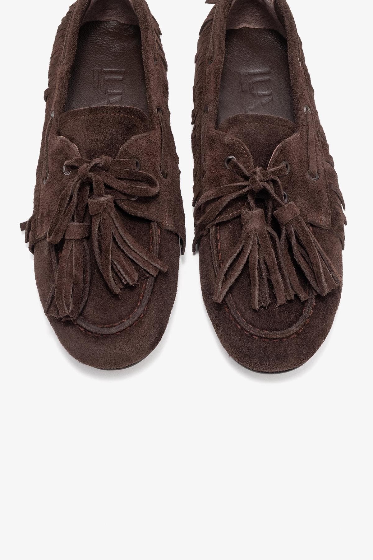 Forever & Always Shoes Fenora Leather Tassel Loafer, Alternate, color, Brown Suede Leather
