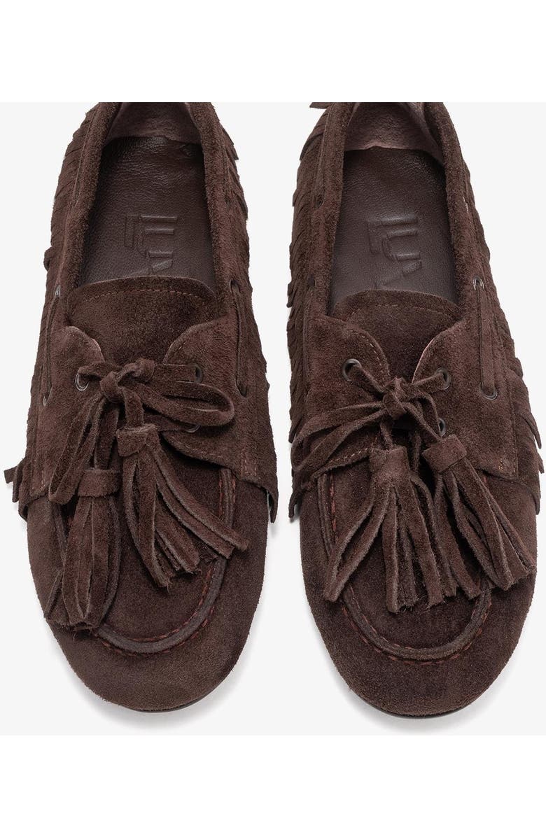 Forever & Always Shoes Fenora Leather Tassel Loafer, Alternate, color, Brown Suede Leather
