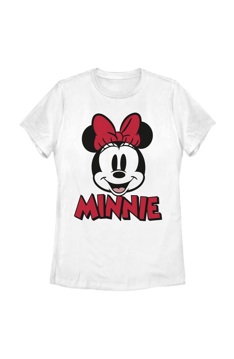 Mickey & Friends Women's Mickey & Friends Retro Minnie Mouse Big Face  Graphic T-Shirt, Main, color, White