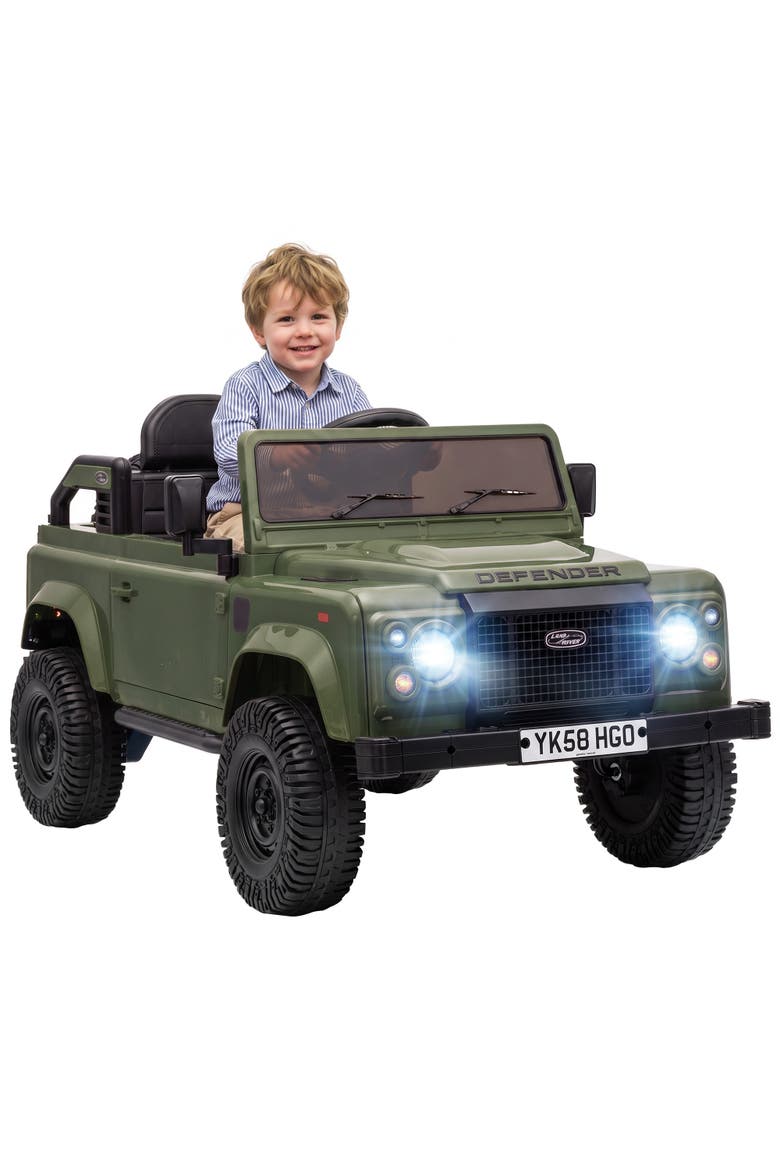 12V Electric Car for Kids Aged 3+ Years, Licensed Land Rover Defender Toddler Ride on Car w/ Remote Control, Main, color, green